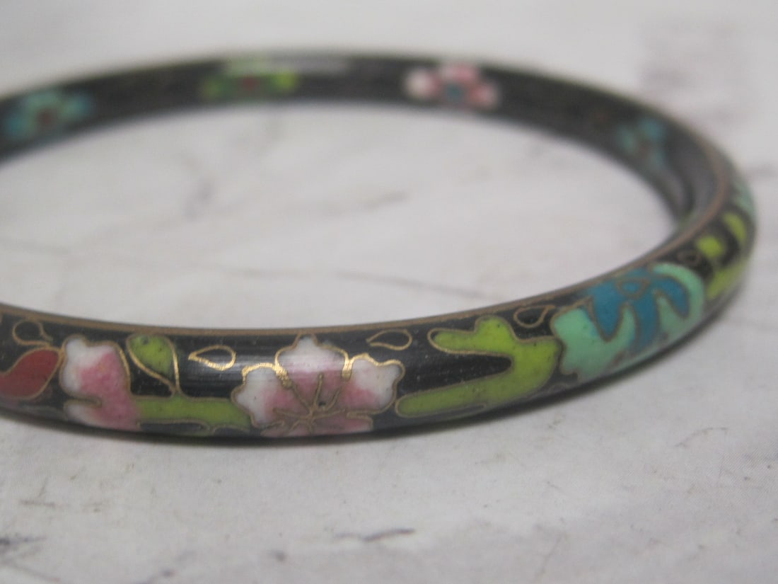 Chinese Cloisonne Enamel Bangle Bracelet - 3