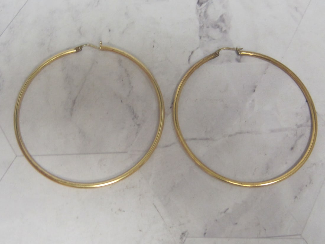 Sterling Silver Vermeil Large Hoop Earrings: Weighs 5 grams