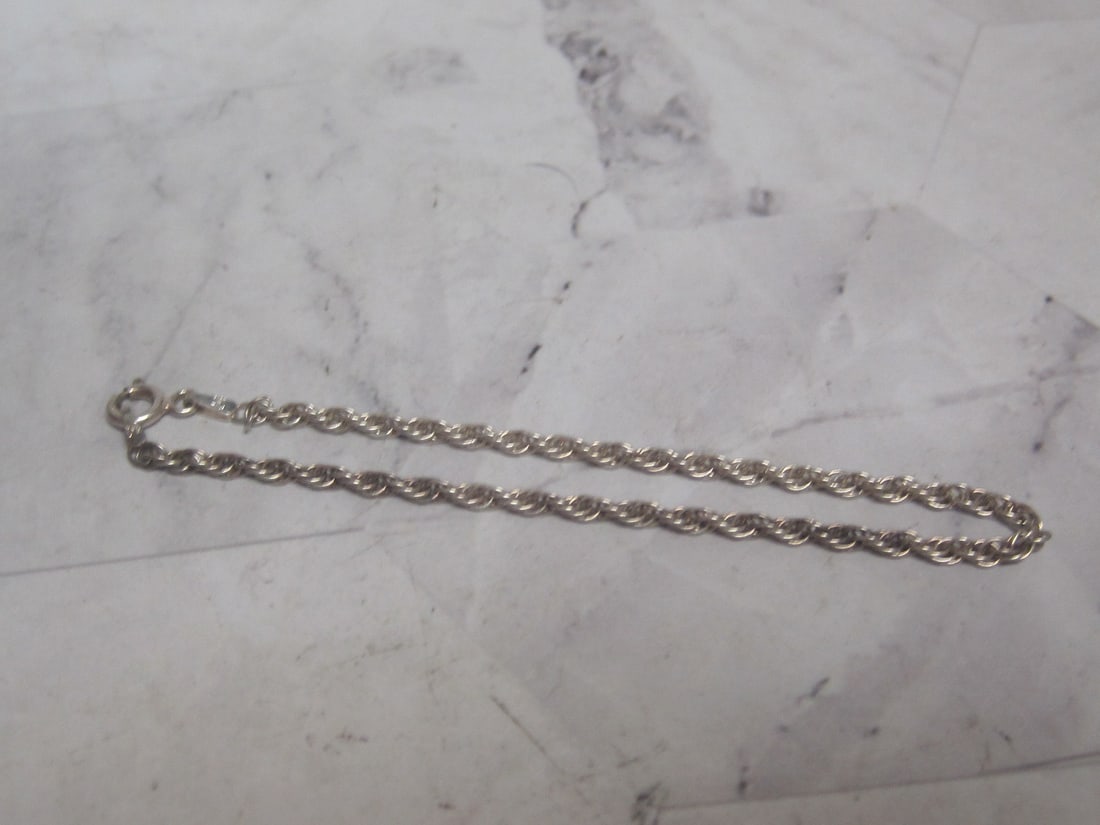 7 1/2" Sterling Silver Rope Bracelet: Weighs 2.4 grams