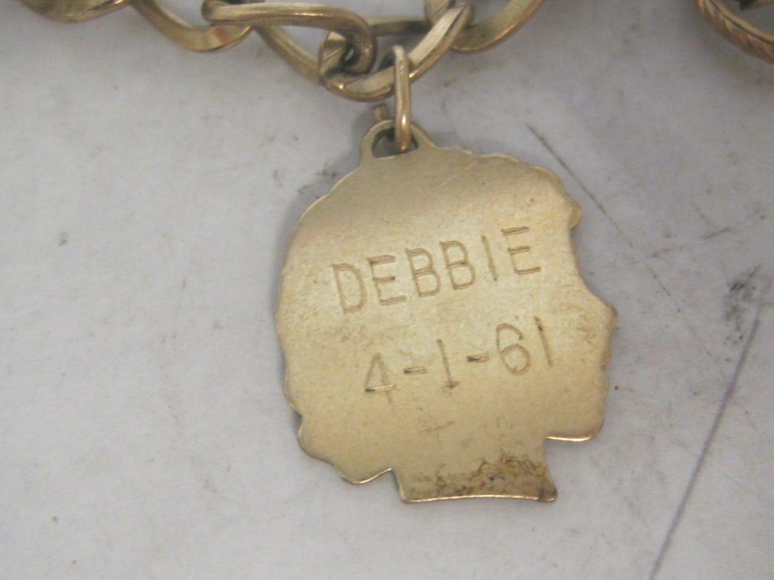 7" Vintage Gold-Filled Charm Bracelet with Charms - 2