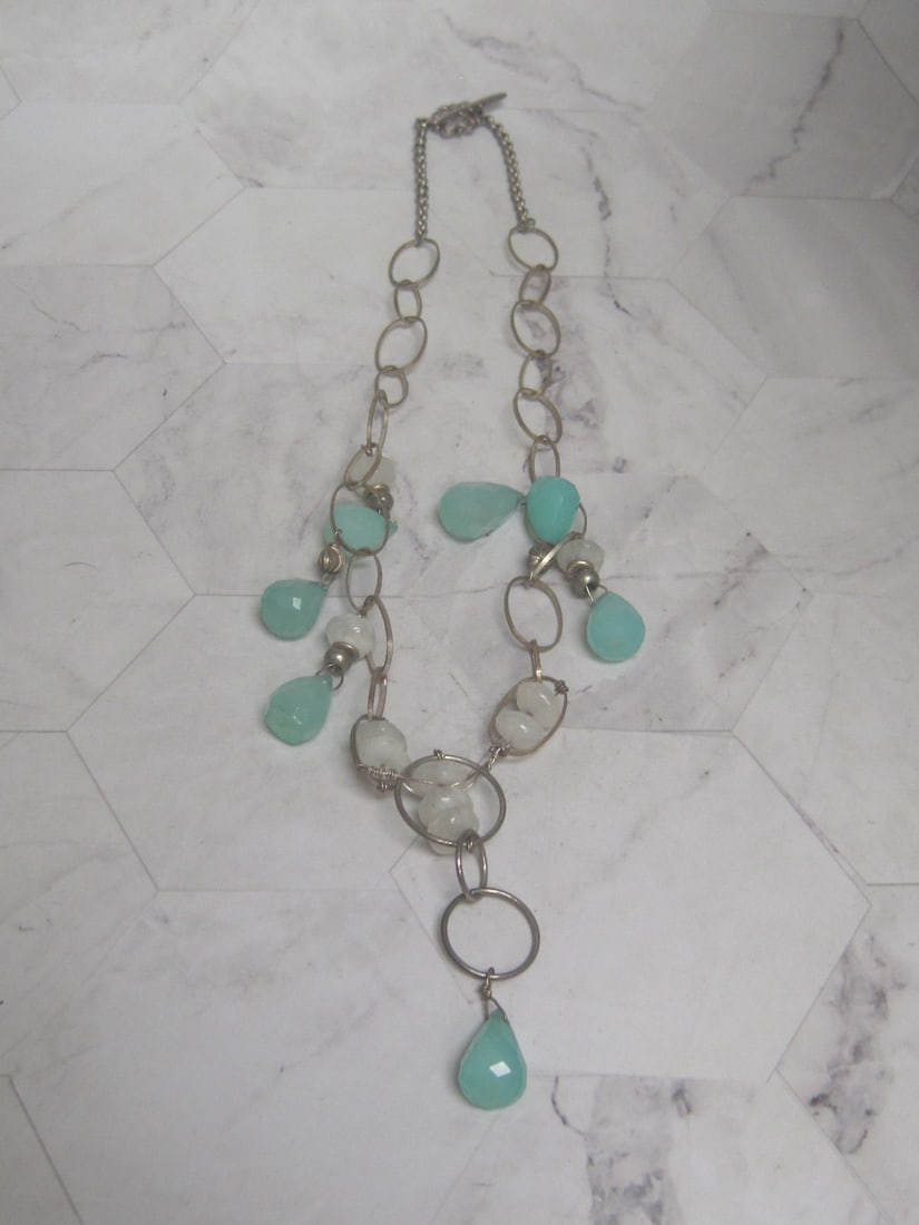 20" Sterling Silver Beaded Link Necklace: Weighs 44.6 grams