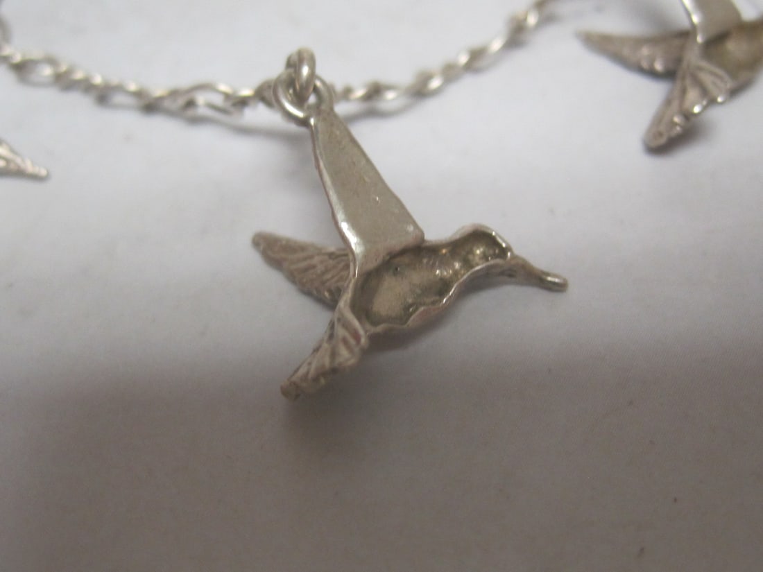 8" Sterling Silver Hummingbird Bracelet - 3