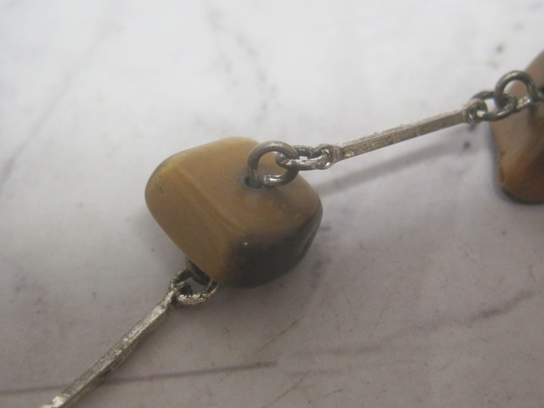 8" 800 Silver Agate Gemstone Links Bracelet - 2