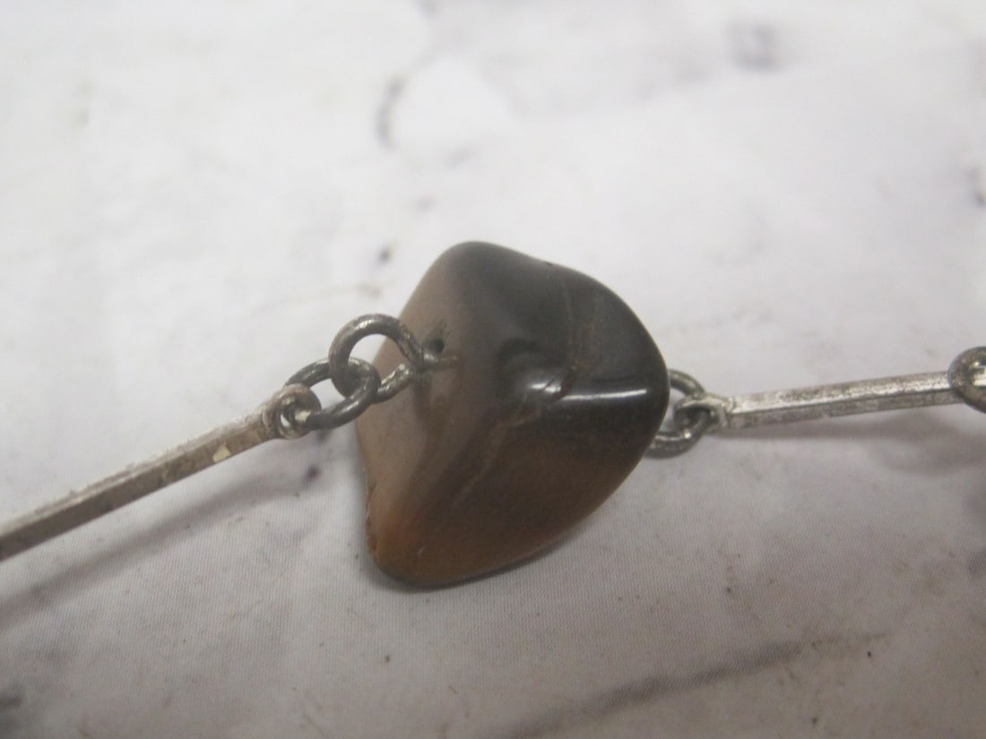 8" 800 Silver Agate Gemstone Links Bracelet - 3