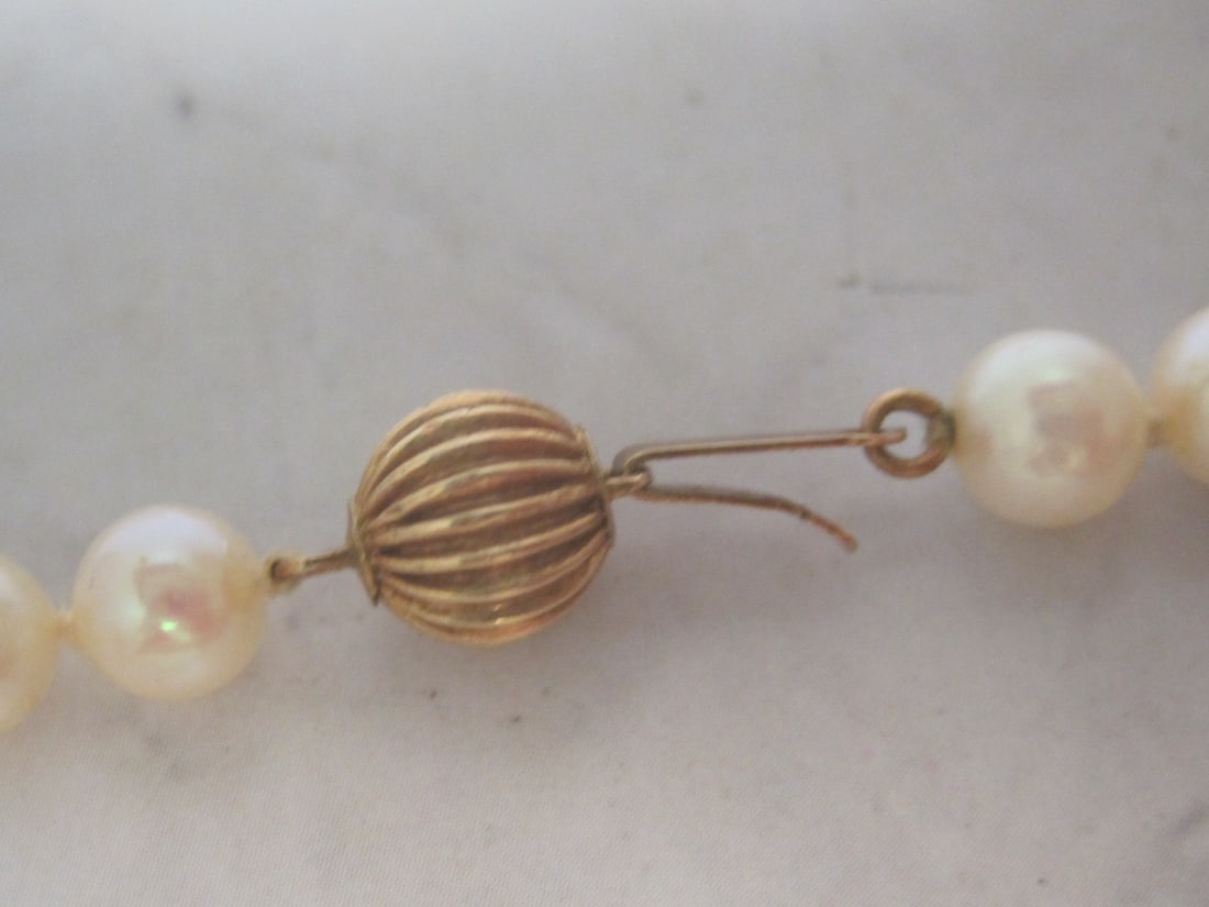 24" Pearl Necklace with 14k Gold Clasp - 3