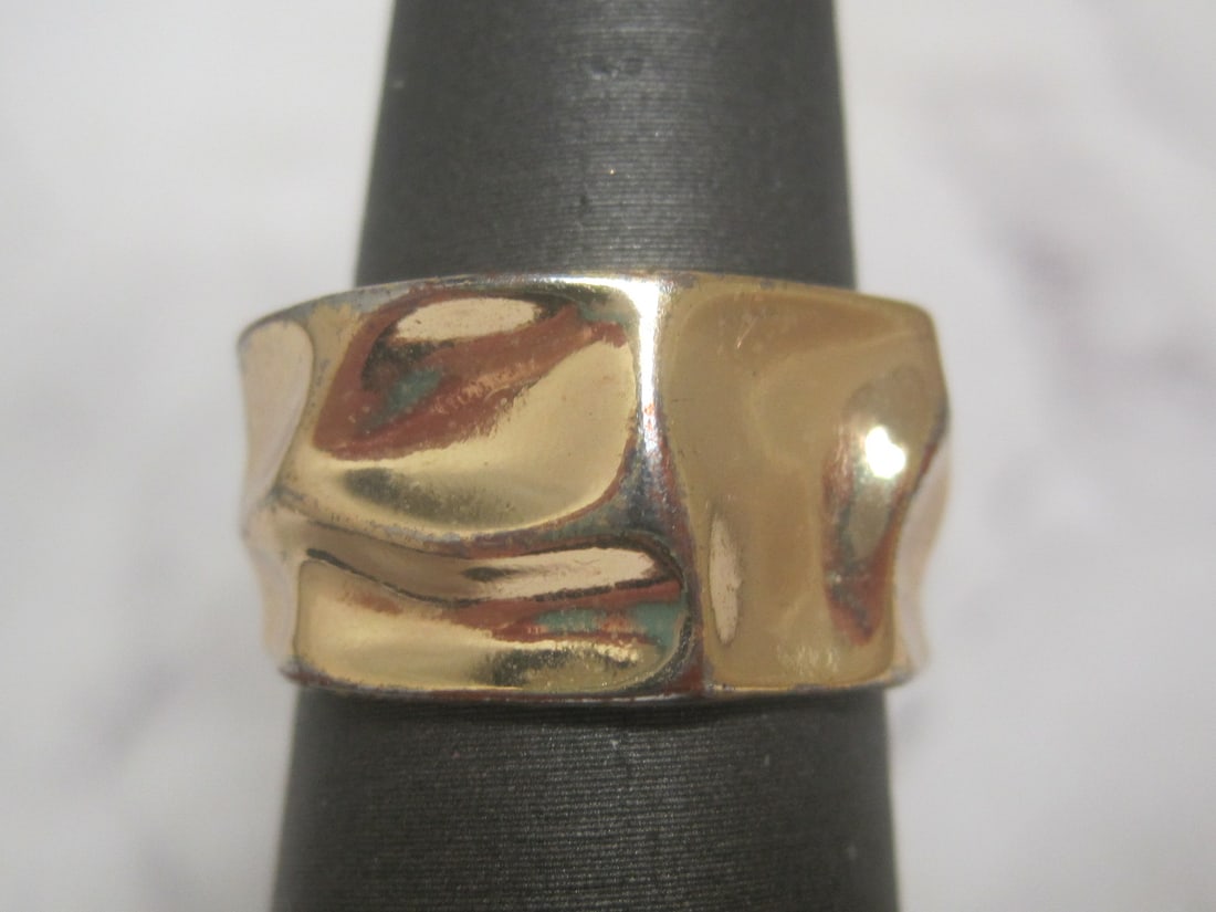 Sterling Silver Vermeil Cuff Ring: Weighs 4.1 grams, Adjustable