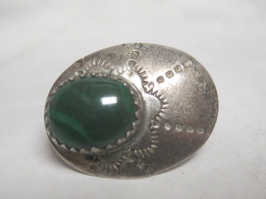 Sterling Silver Native American Malachite Earrings - 3