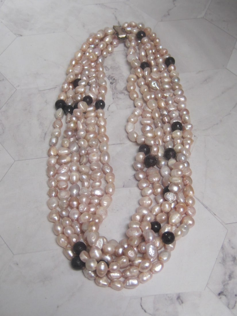 18" Multi-Strand Fresh Water Pearl Necklace with Sterling Silver Clasps: .