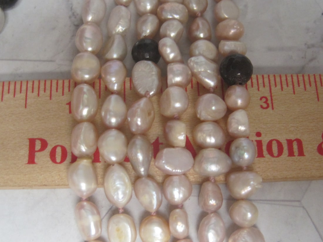 18" Multi-Strand Fresh Water Pearl Necklace with Sterling Silver Clasps - 4