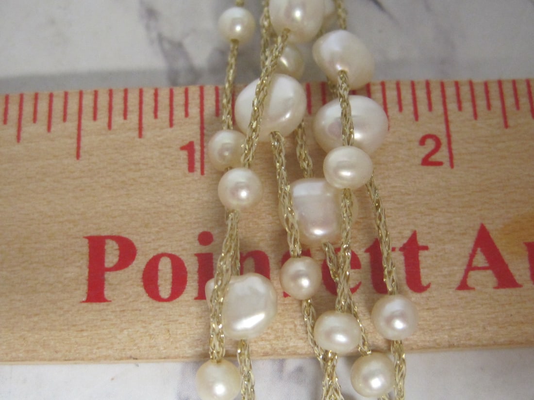 16" Multi-Strand Fresh Water Pearl Necklace with 14k Gold Clasp - 5