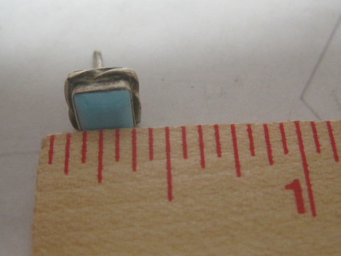 Sterling Silver Native American Style Turquoise Pierced Earrings - 3