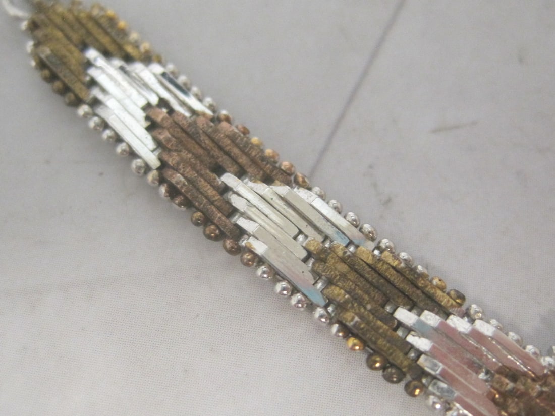 15" Sterling Silver Tri-Color Herringbone Chevron Necklace - 3