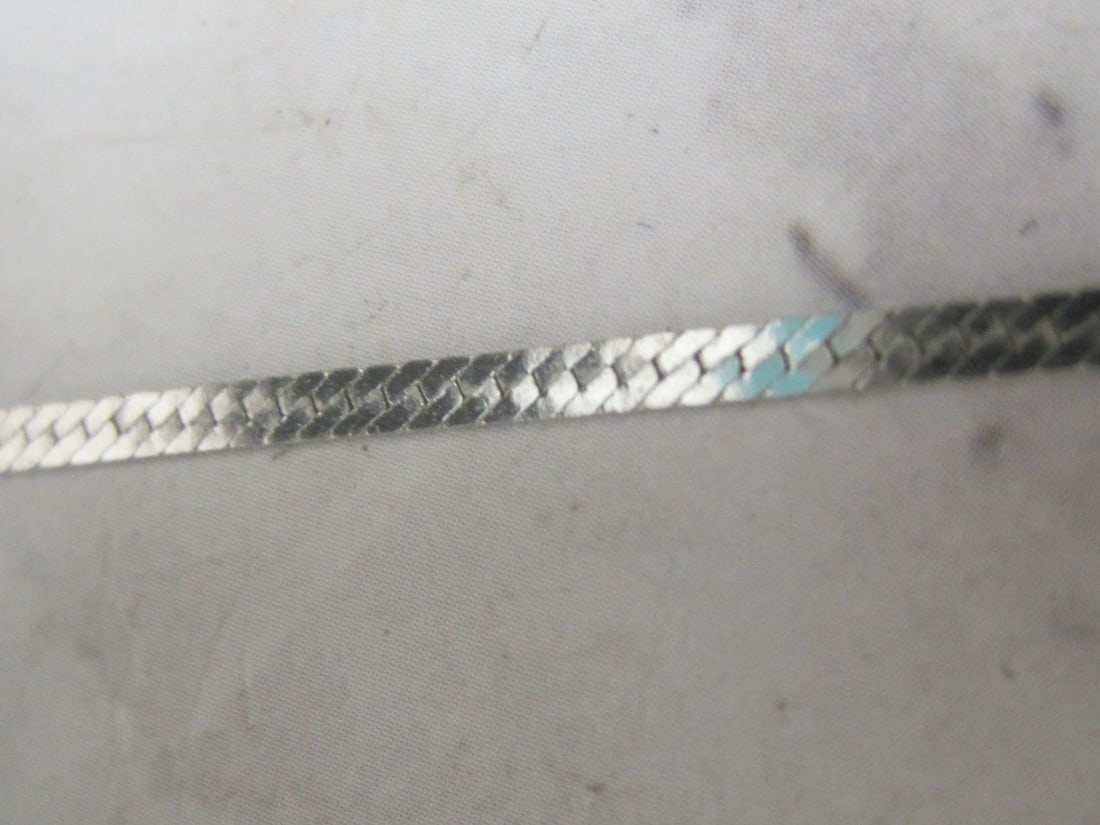15" Sterling Silver Tri-Color Herringbone Chevron Necklace - 4