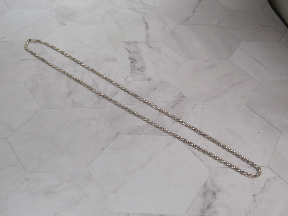 22" Sterling Silver Rope Chain: Weighs 13 grams