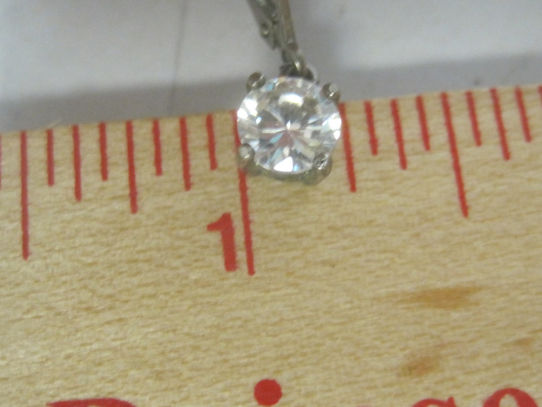 Sterling Silver CZ Leverback Earrings - 3