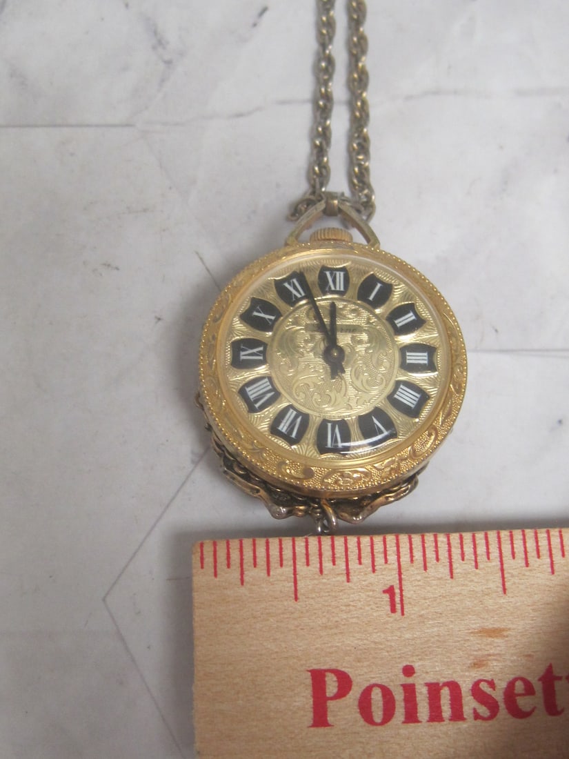 Vintage Lucerne Pendant Pocket Watch with 24" Goldtone Chain - 8