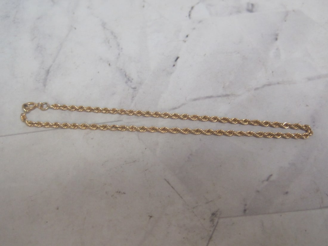 7" 14k Gold Rope Bracelet: Weighs 1.5 grams