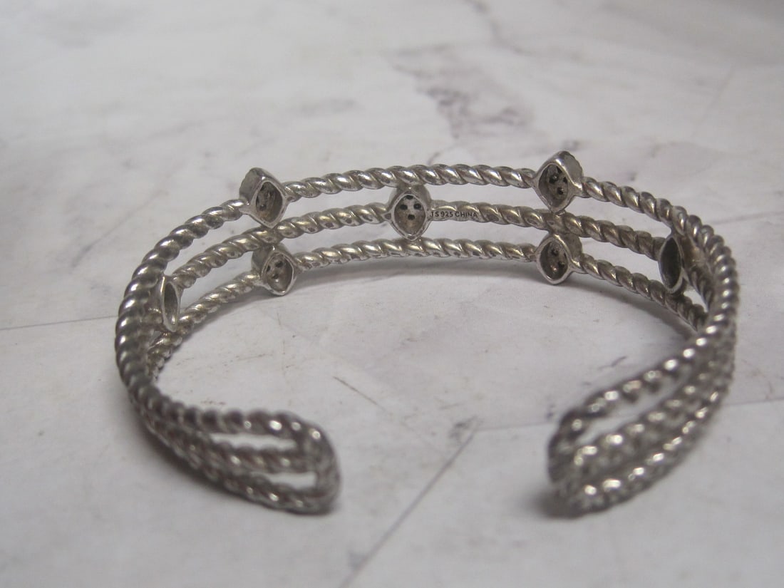 Affinity Sterling Silver Champagne & Black Diamond Cuff Bracelet - 4