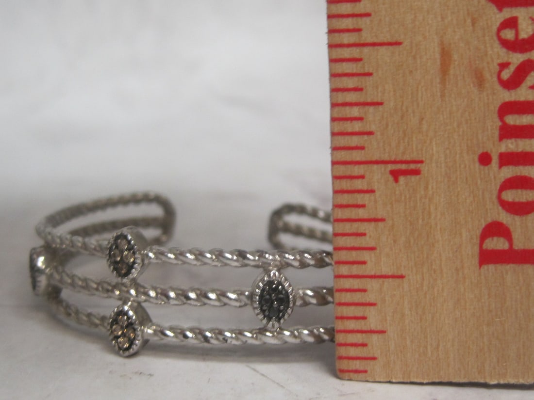 Affinity Sterling Silver Champagne & Black Diamond Cuff Bracelet - 5
