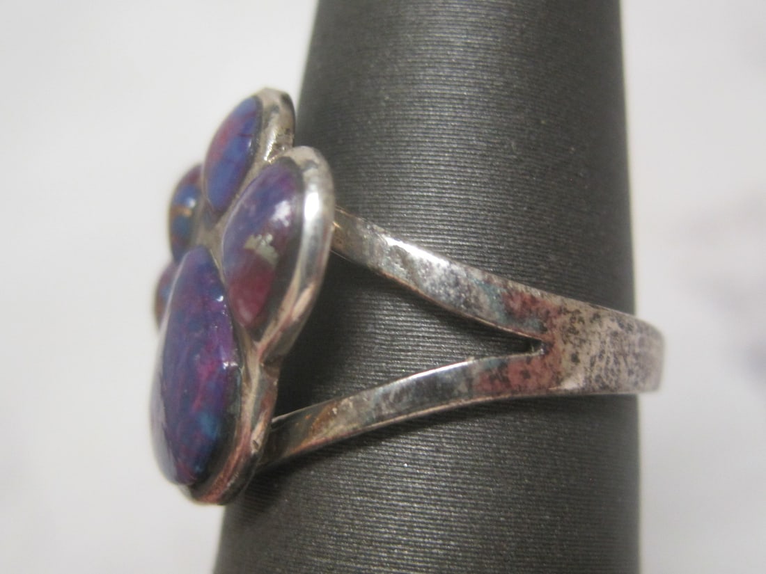 Sterling Silver Purple Turquoise Paw Ring - 2