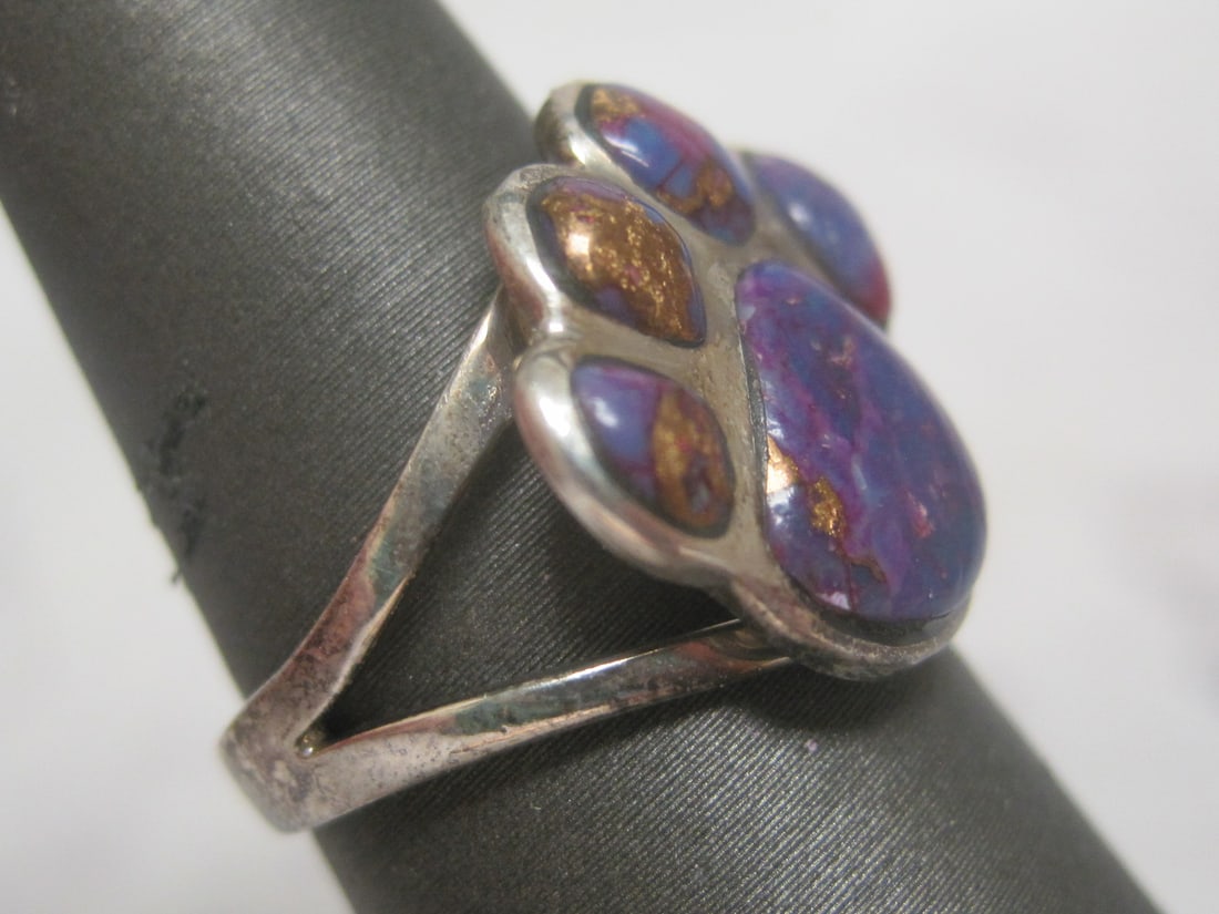Sterling Silver Purple Turquoise Paw Ring - 3