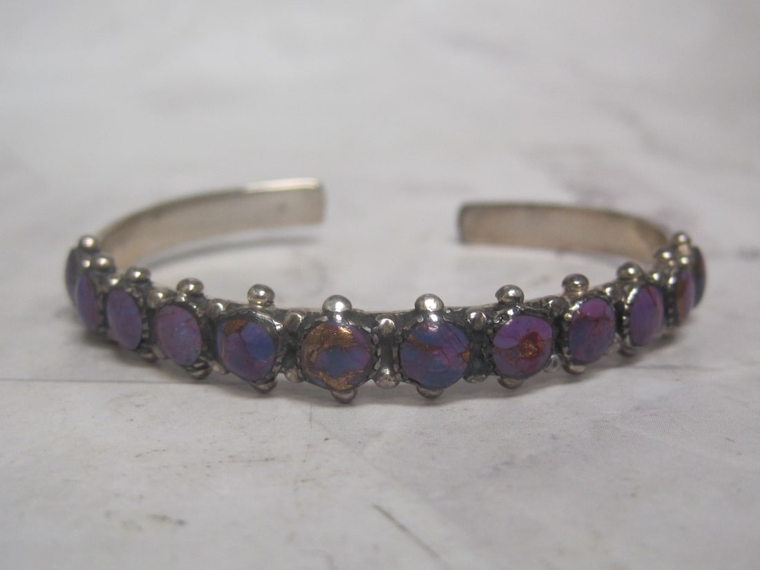 Sterling Silve Purple Turquoise Cuff Bracelet: Weighs 13.7 grams
