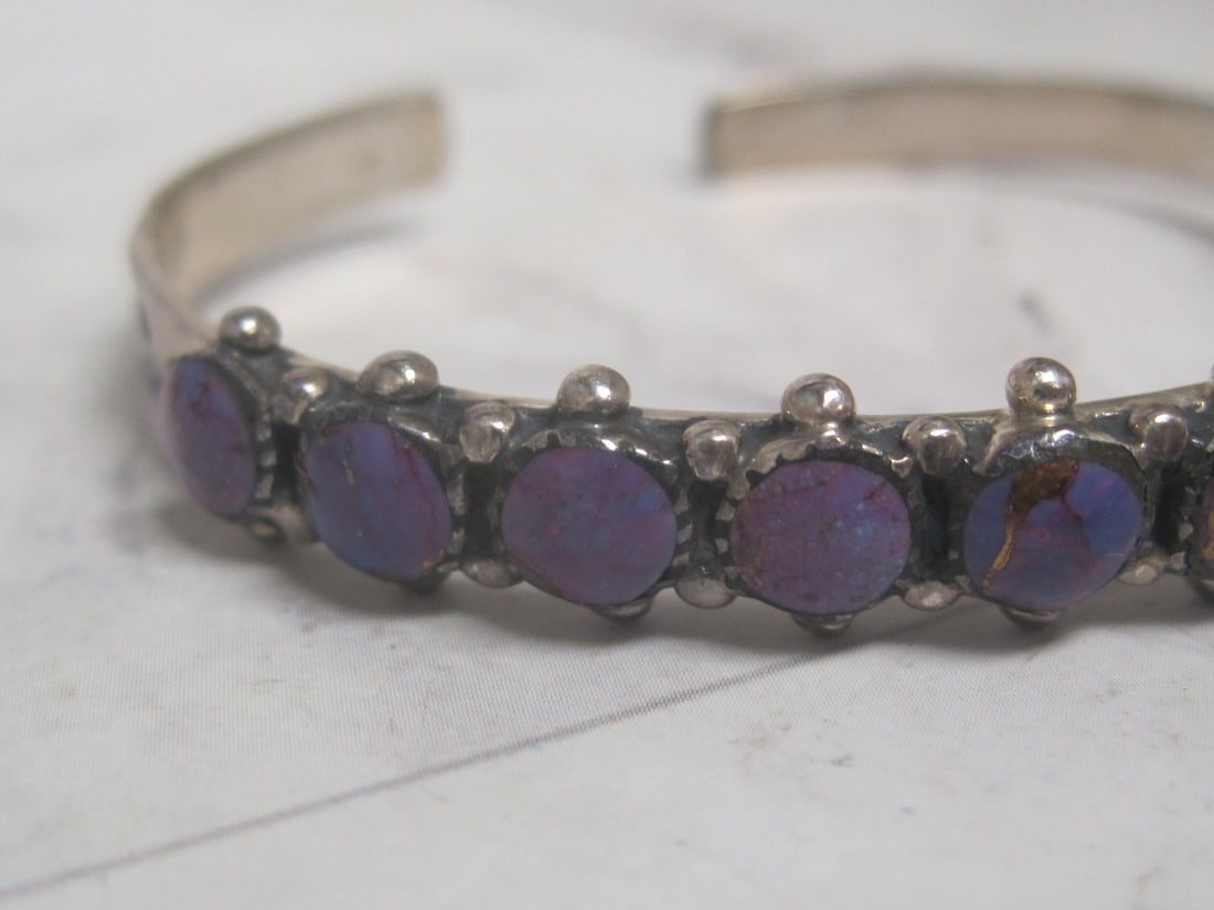 Sterling Silve Purple Turquoise Cuff Bracelet - 2