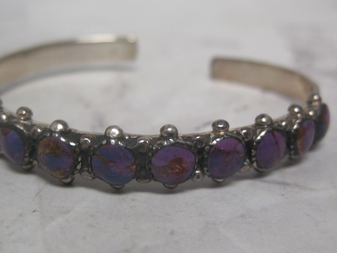 Sterling Silve Purple Turquoise Cuff Bracelet - 3