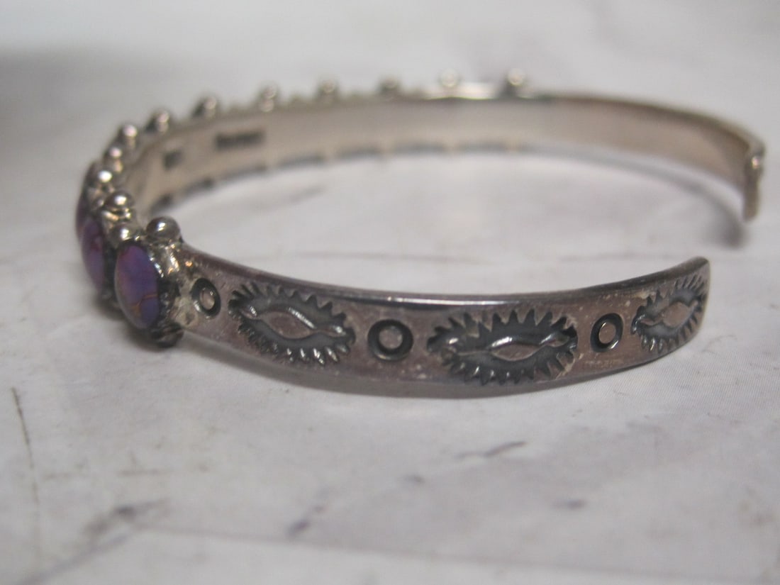 Sterling Silve Purple Turquoise Cuff Bracelet - 5