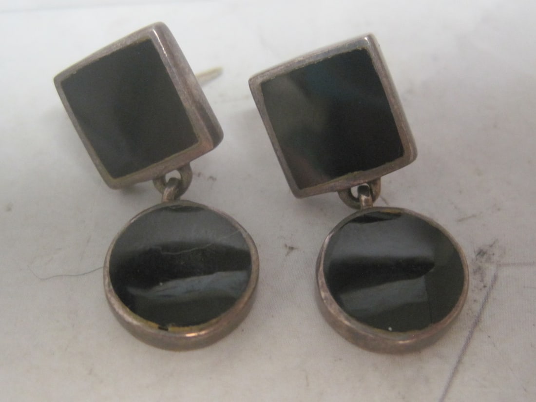 Sterling Silver Onyx Pierced Earrings (1 of 4)