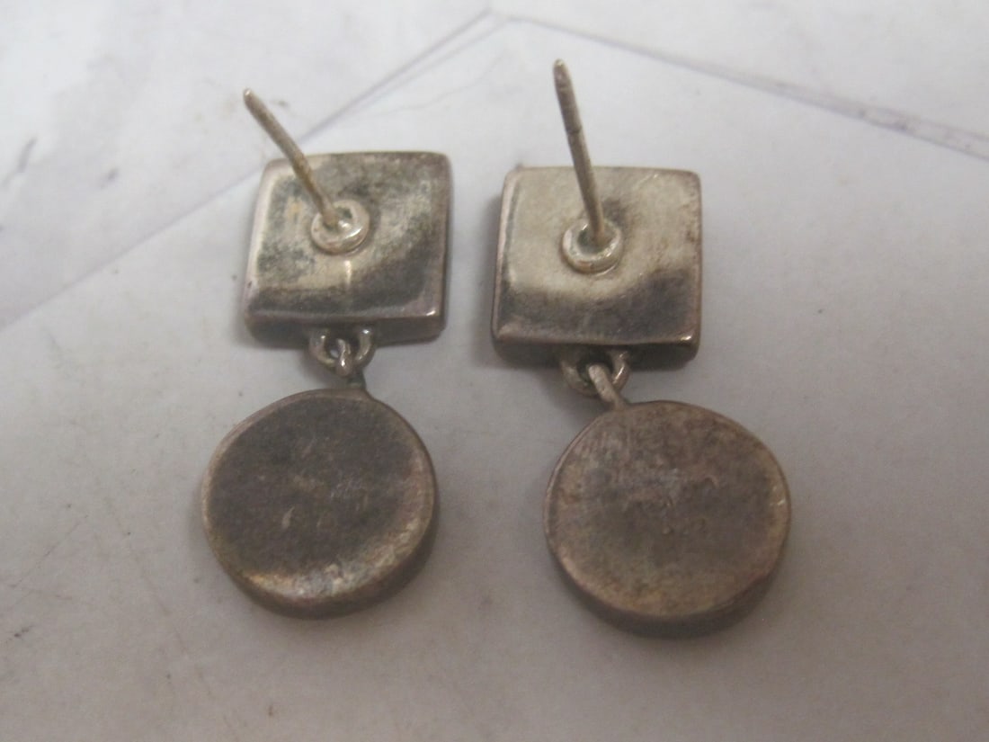 Sterling Silver Onyx Pierced Earrings - 3