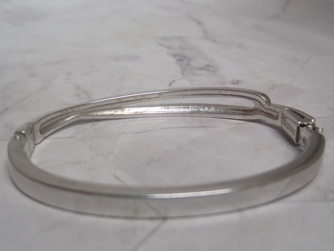 Silvertone Swarovski Crystal Bangle Bracelet - 4
