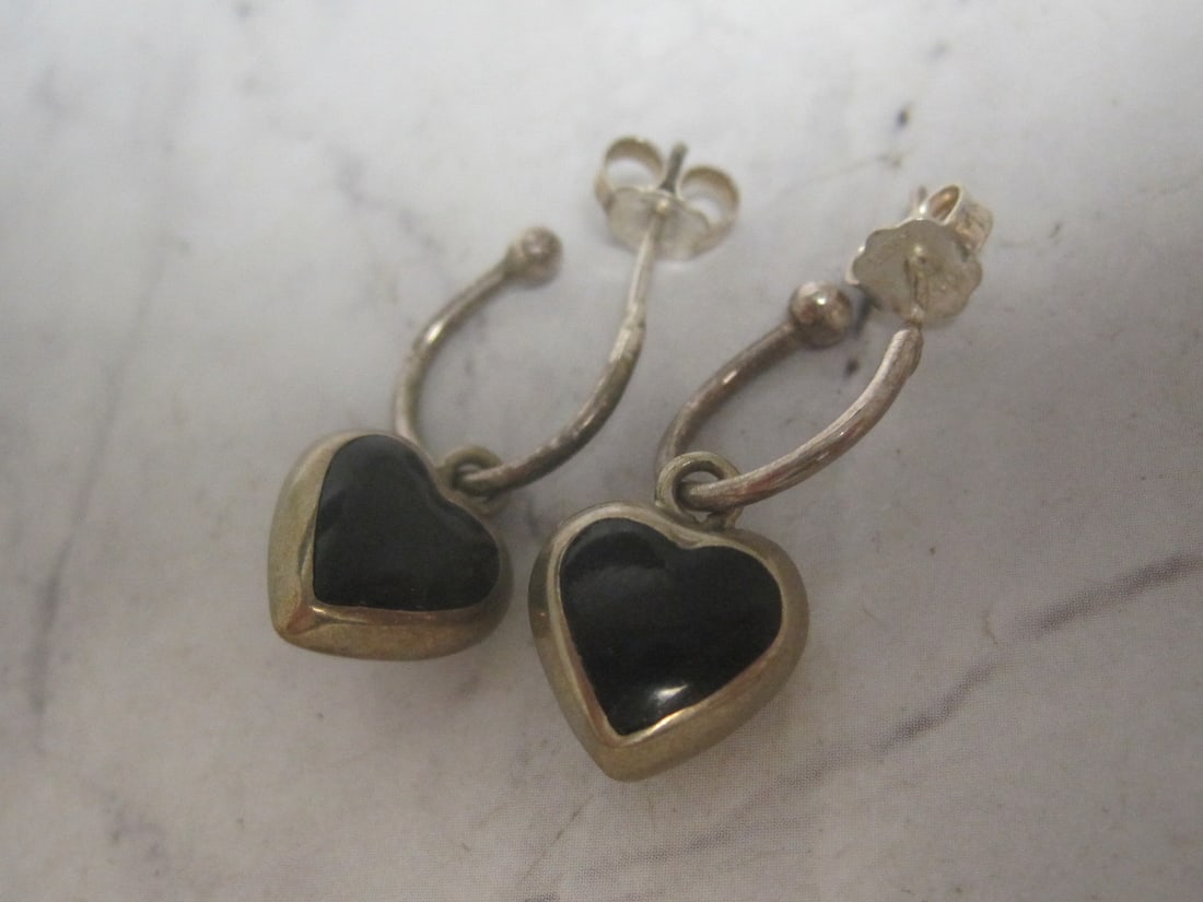 Sterling Silver Reversible Heart Earrings - 2