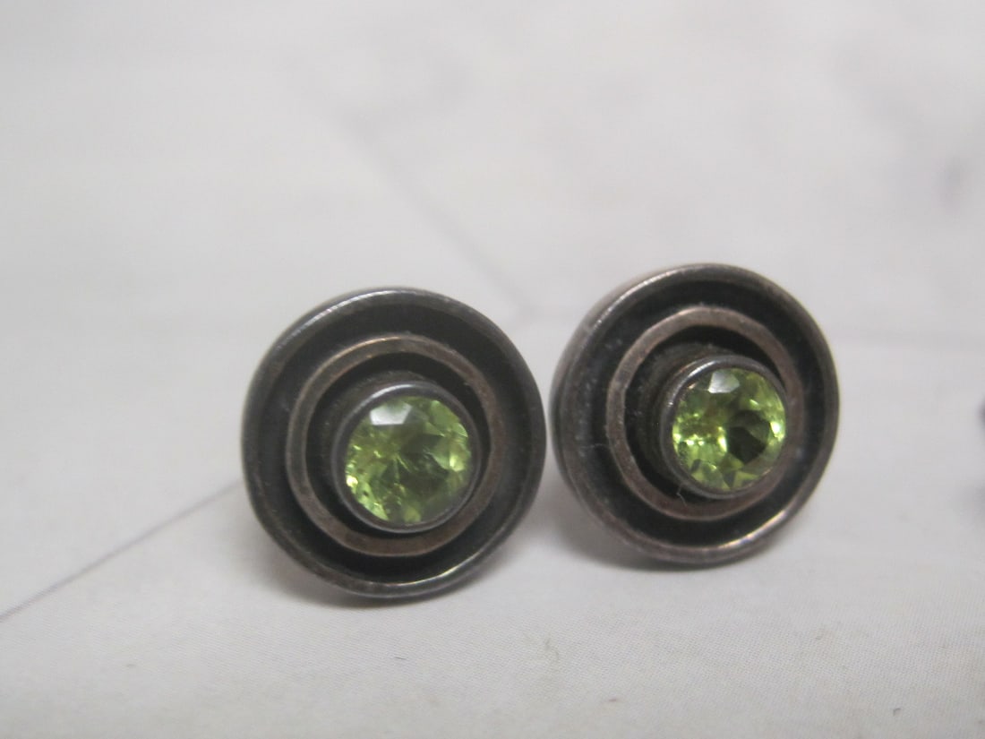 Lot of 2 Pairs of Sterling Silver Peridot & Amethyst Earrings - 2