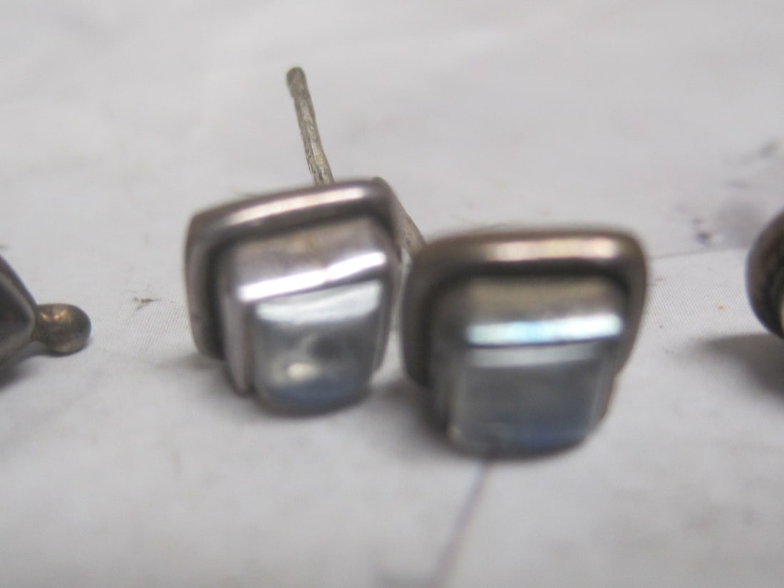 Lot of 4 Pairs of Sterling Silver Gemstone Earrings - 4