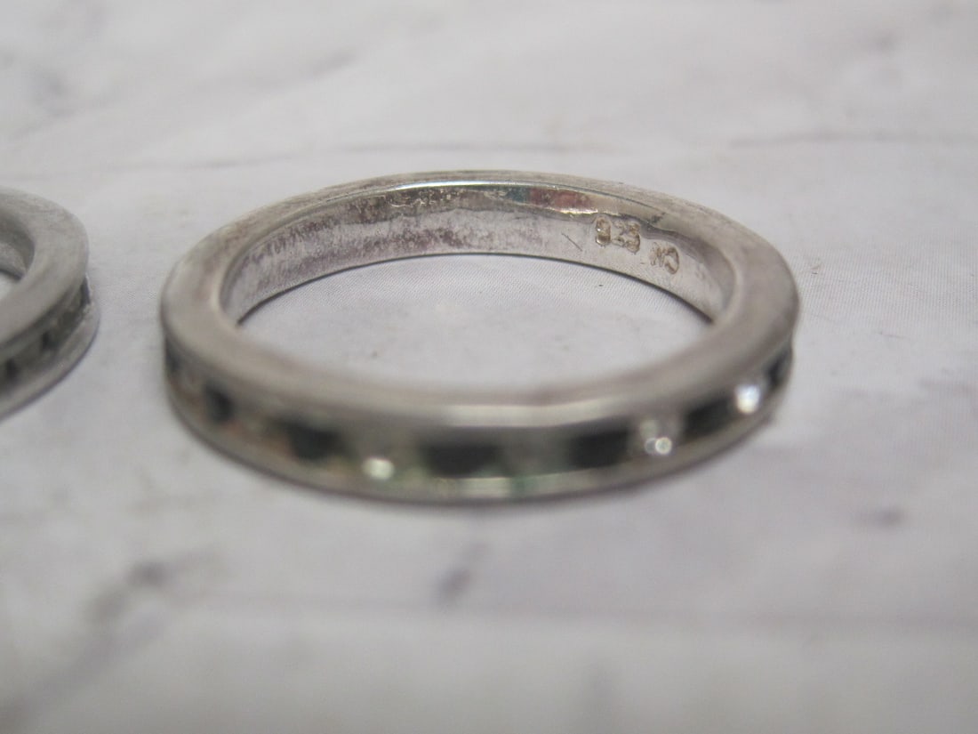 Lot of 3 Sterling Silver Band Rings with Gemstones - 4