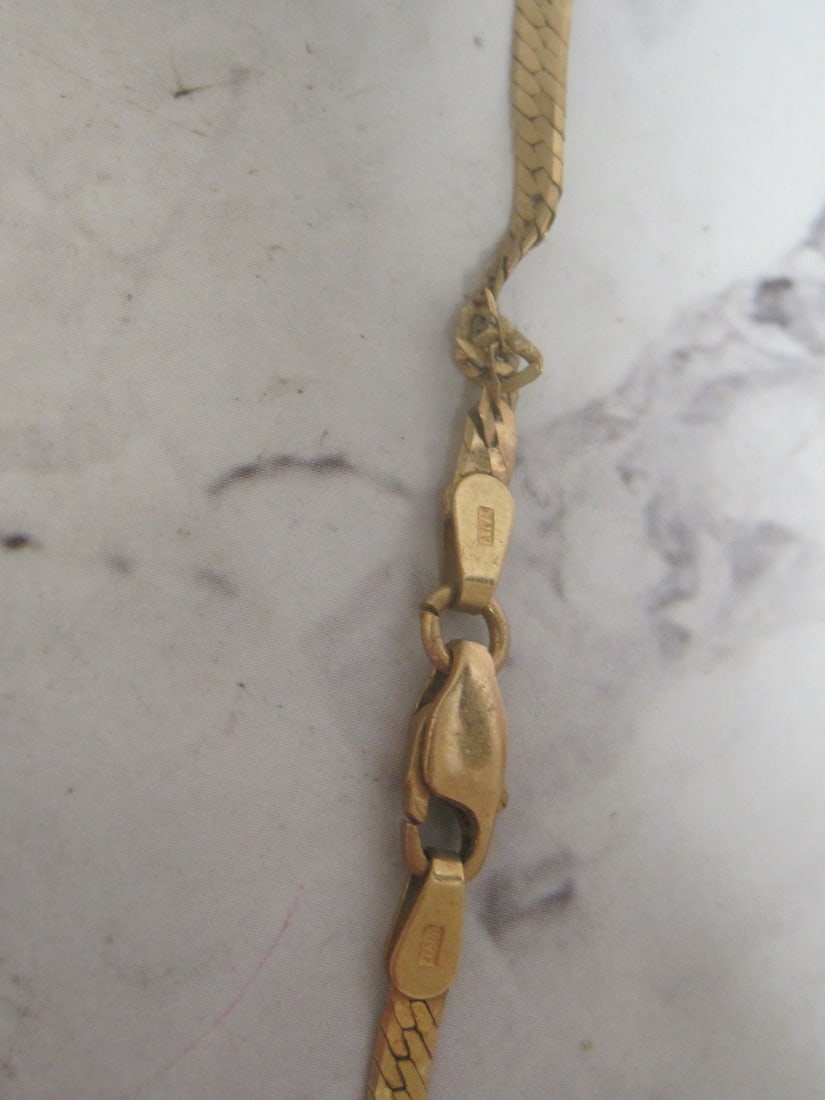 20" 14k Gold Herringbone Necklace - 5