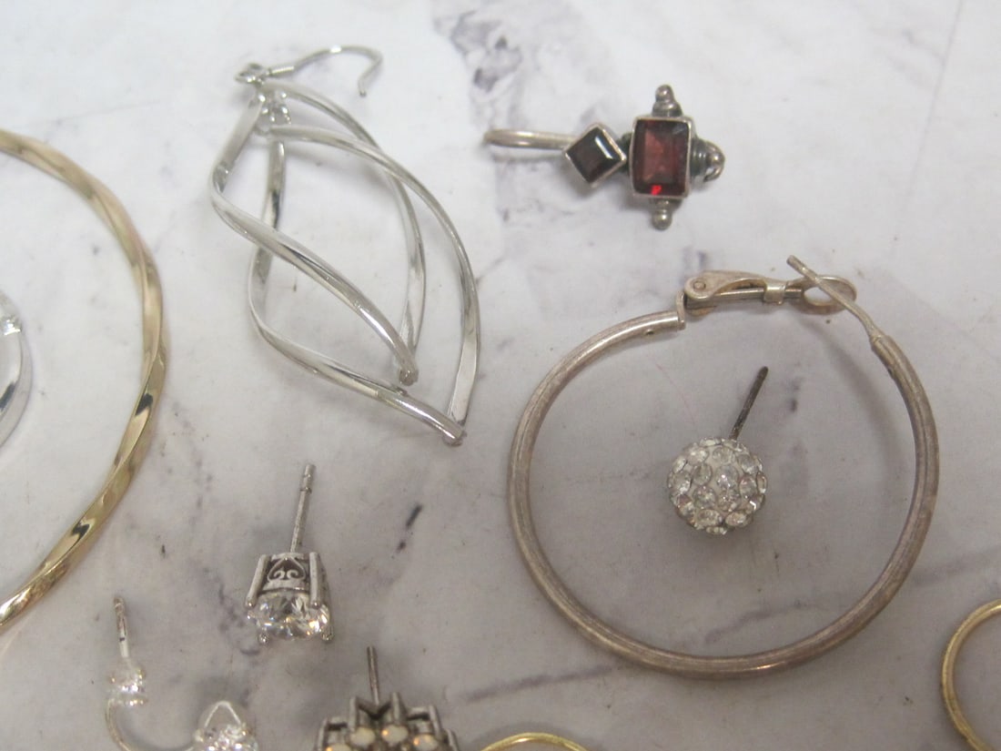 Large Lot of Sterling Silver Single Earrings - 4