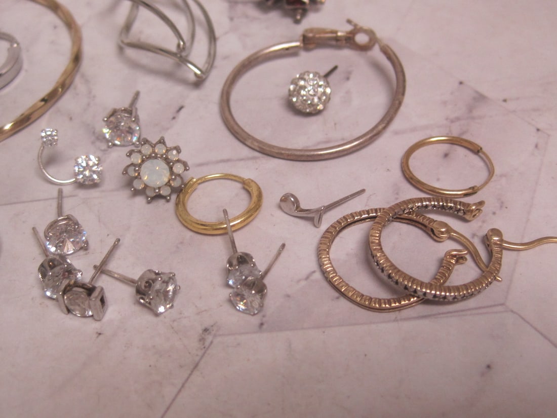 Large Lot of Sterling Silver Single Earrings - 5