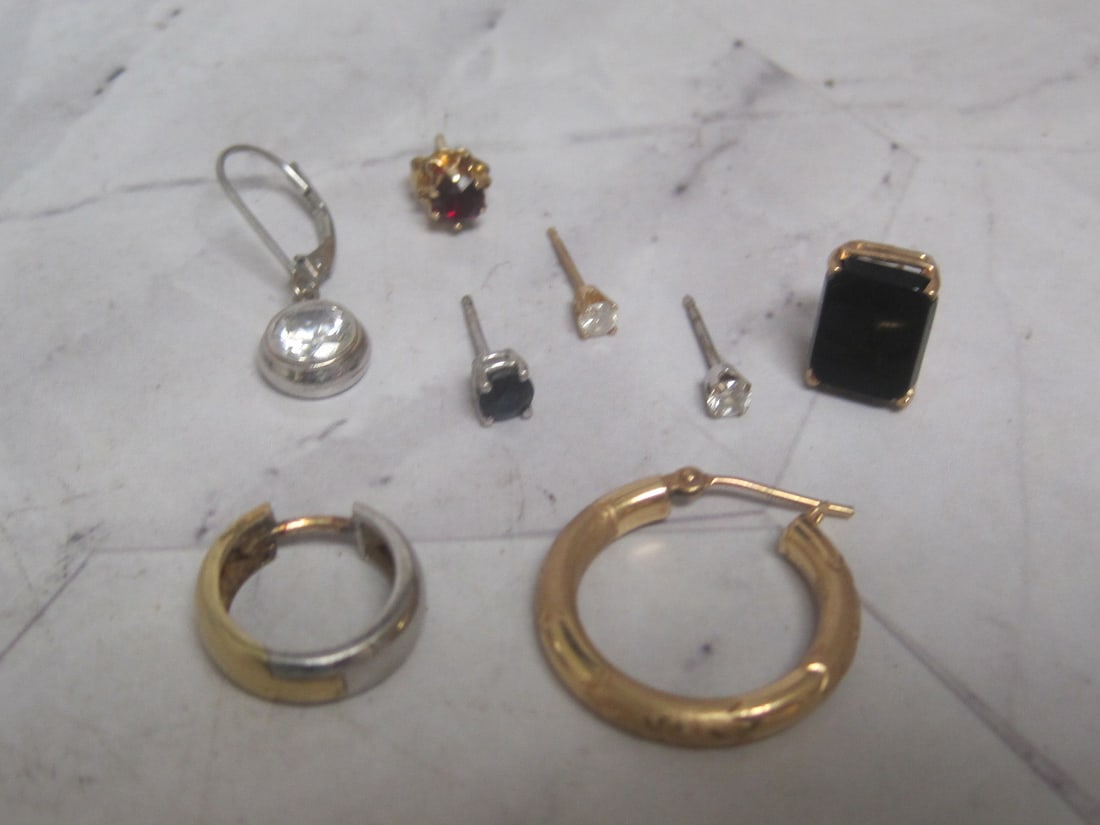 Lot of 8 14k Gold Single Earrings: Weighs 5.2 grams