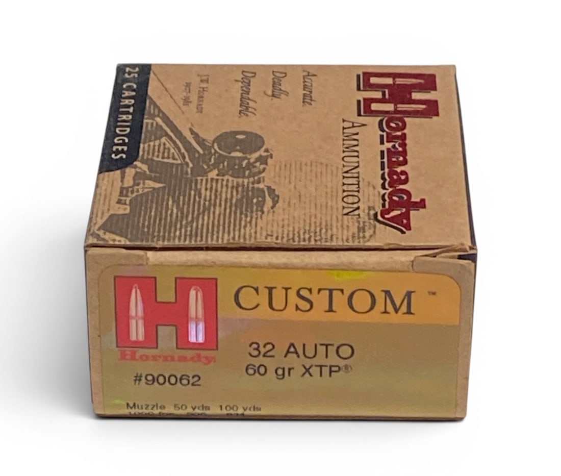 NIB 25rds. of .32 AUTO 60gr. Hornady Custom Ammunition: See photo(s)
