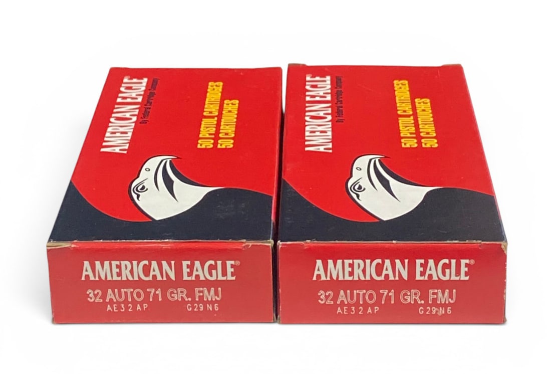 NIB 100rds. of .32 AUTO 71gr. FMJ American Eagle Ammunition: See photo(s)