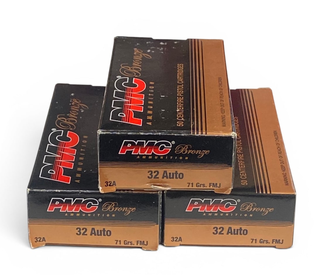 NIB 150rds. of .32 AUTO 71gr. FMJ PMC Bronze Ammunition: See photo(s)