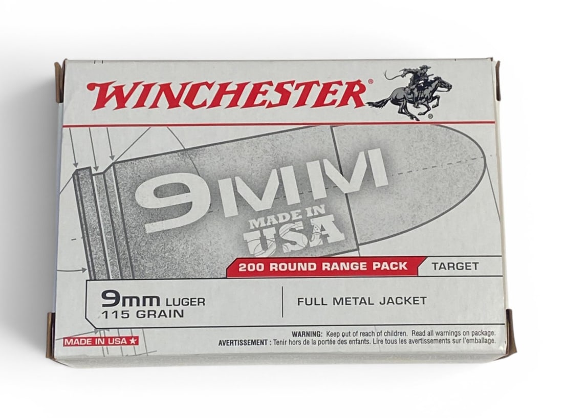 NIB 200rds. of 9mm 115gr. FMJ Winchester Ammunition (1 of 1)