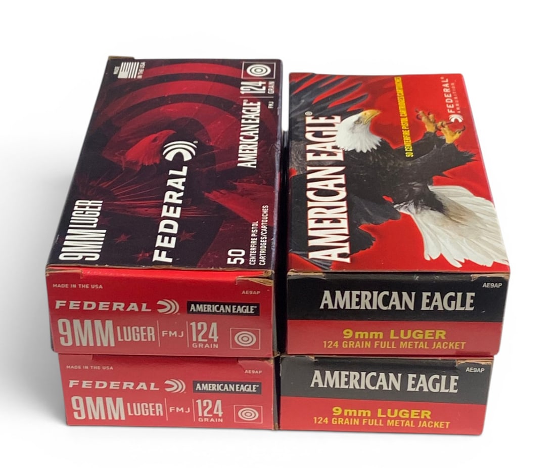 NIB 200rds. of 9mm 124gr. American Eagle Ammunition: See photo(s)