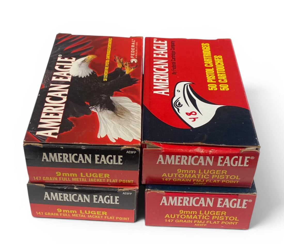 NIB 198rds. of 9mm 147gr. FMJ FP American Eagle Ammunition (1 of 2)