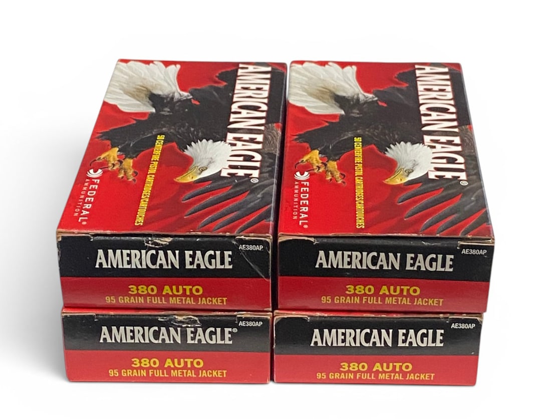 NIB 200rds. of .380 AUTO 95gr. FMJ American Eagle Ammunition: See photo(s)