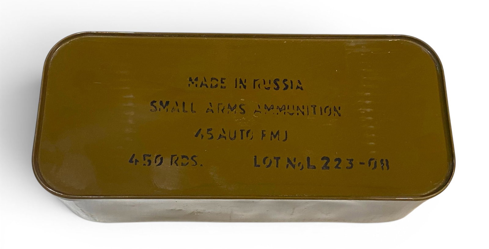 Sealed Spam Can of 450rds. of .45 AUTO FMJ 230gr. Steel Wolf Russian Ammunition: See photo(s)