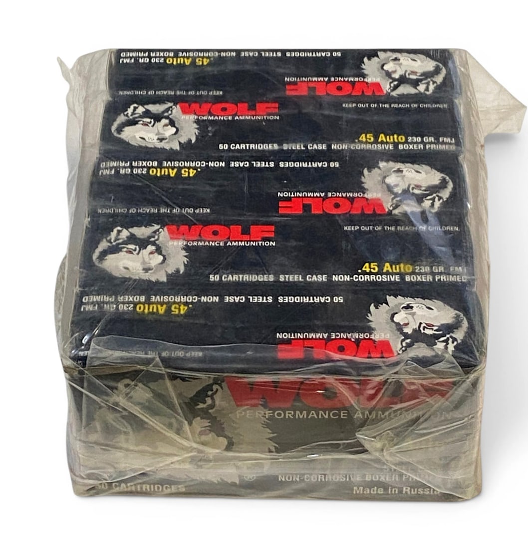NIB 250rds. of .45 AUTO 230gr. FMJ Steel Wolf Ammunition: See photo(s)