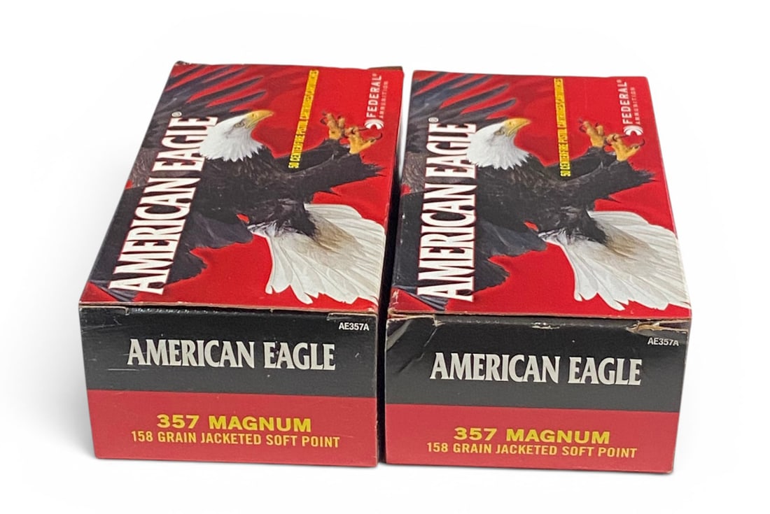 NIB 100rds. of .357 MAGNUM 158gr. JSP American Eagle Ammunition: See photo(s)